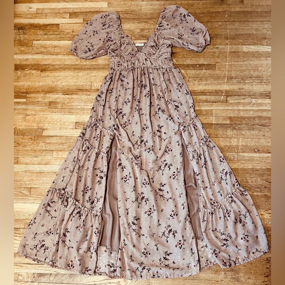 STORIA FLORAL AND EYELET MAXI DRESS